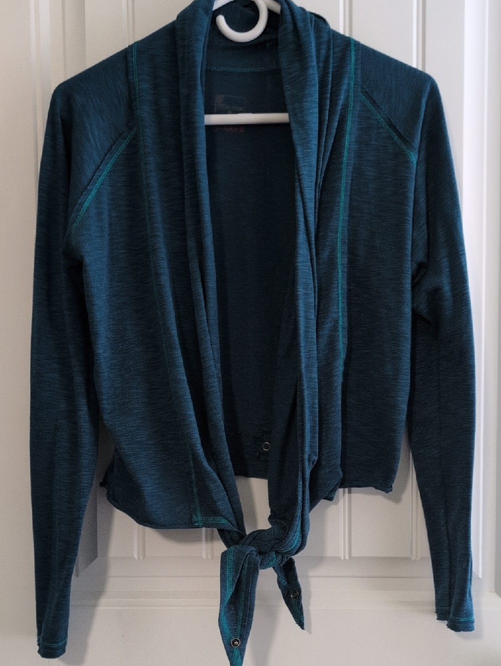 Title Nine Teal Tie-Front Open Cardigan